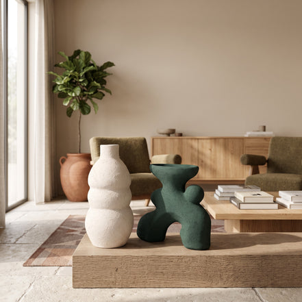 Cloud & Moss Sculptural Vase Duo