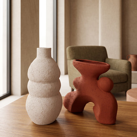 Cloud & Moss Sculptural Vase Duo