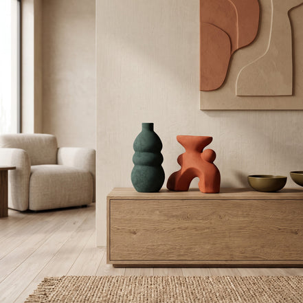 Cloud & Moss Sculptural Vase Duo