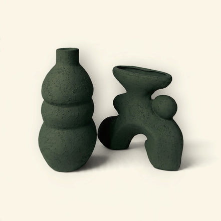 Cloud Moss Sculptural Vase Duo