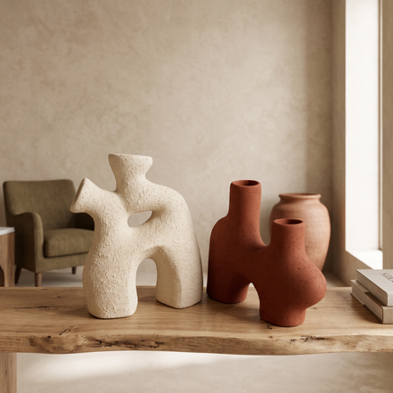 Branch & Twin-Neck Vase Duo