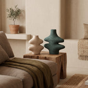 Fern Wave Ceramic Vase Duo