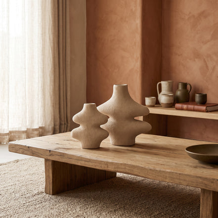 Fern Wave Ceramic Vase Duo