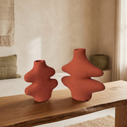 Fern Wave Ceramic Vase Duo
