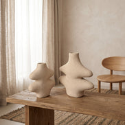 Fern Wave Ceramic Vase Duo