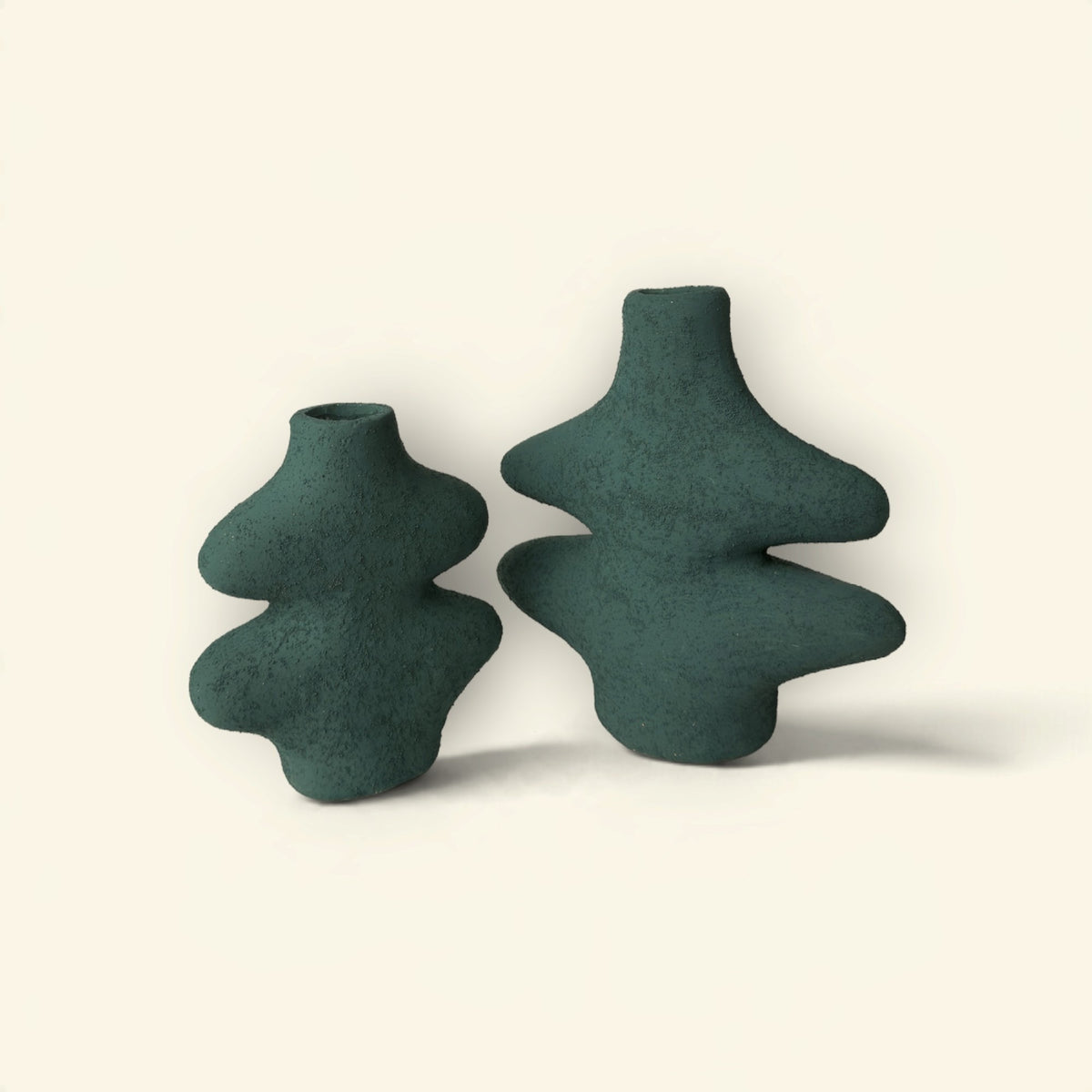 Fern Wave Ceramic Vase Duo