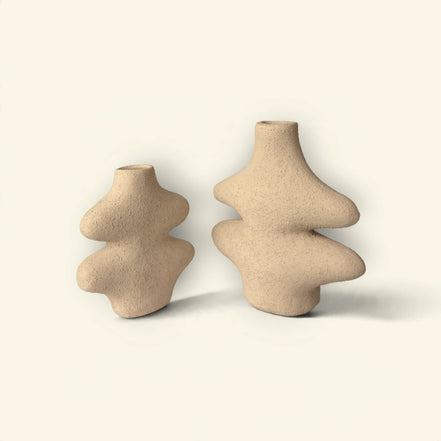 Fern Wave Ceramic Vase Duo