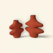 Fern Wave Ceramic Vase Duo