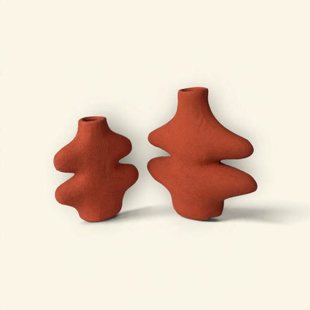 Fern Wave Ceramic Vase Duo