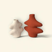Fern Wave Ceramic Vase Duo