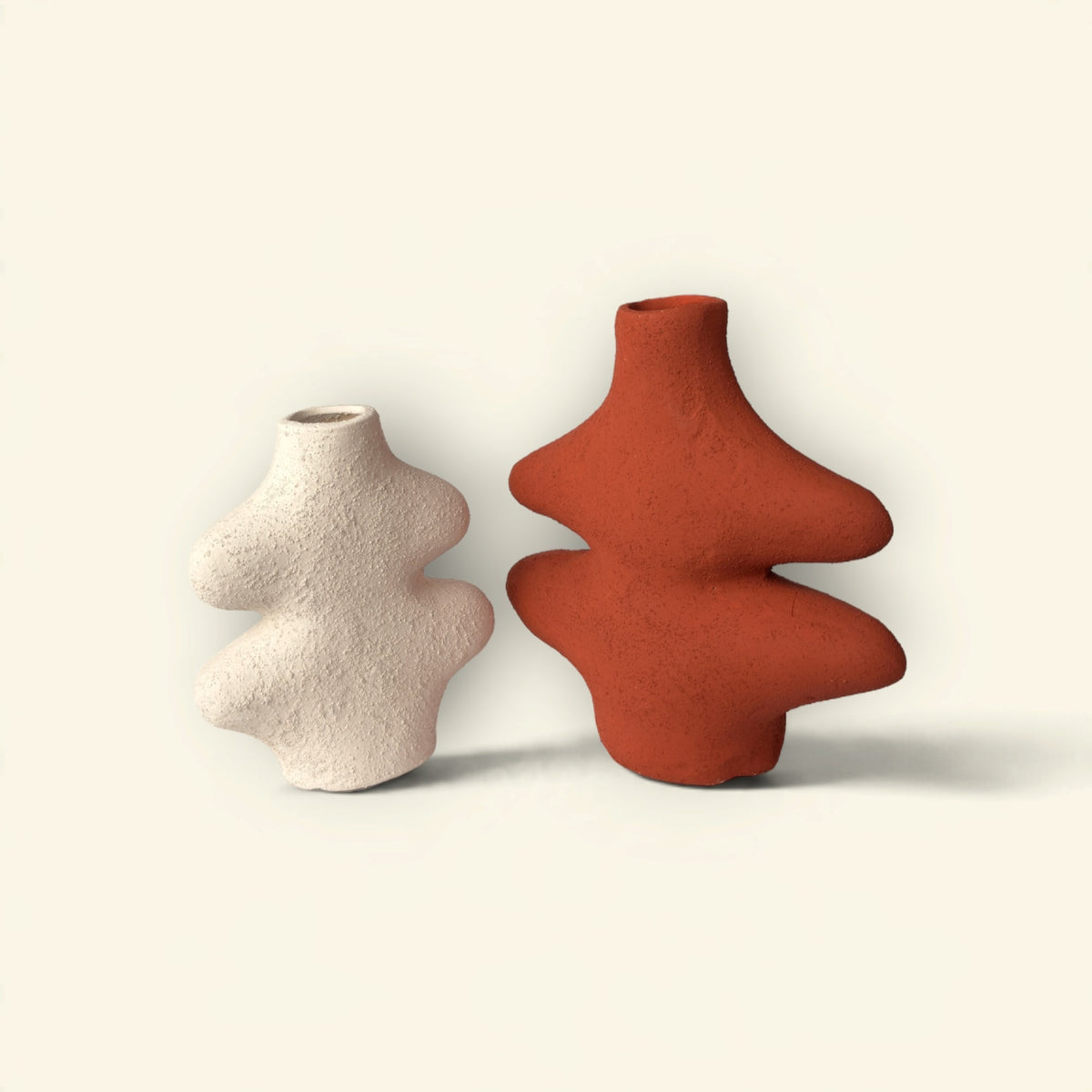 Fern Wave Ceramic Vase Duo