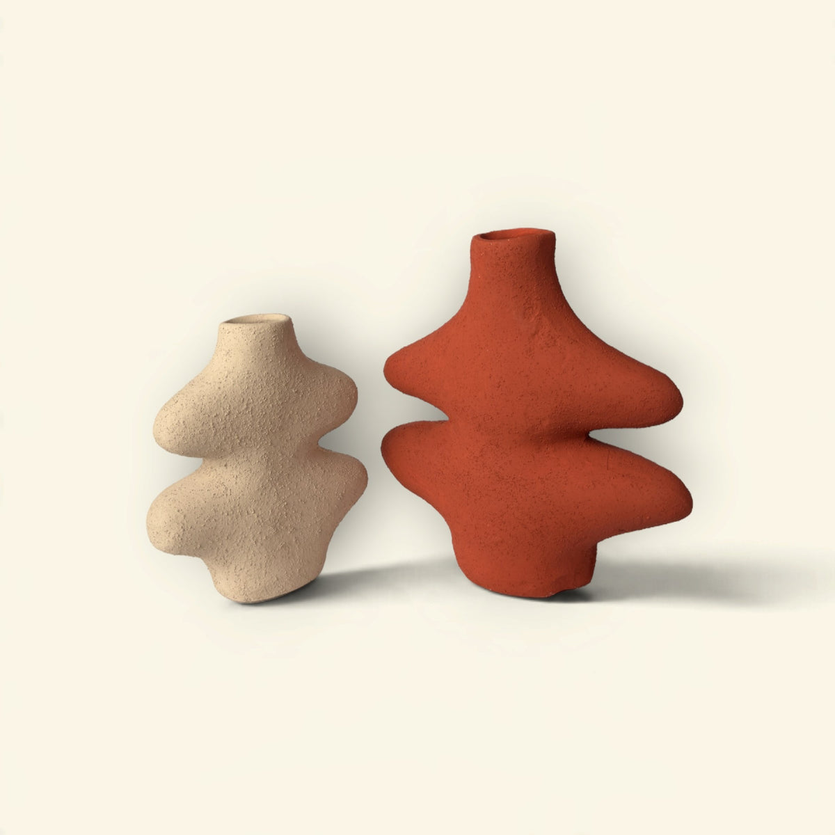 Fern Wave Ceramic Vase Duo