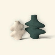 Fern Wave Ceramic Vase Duo
