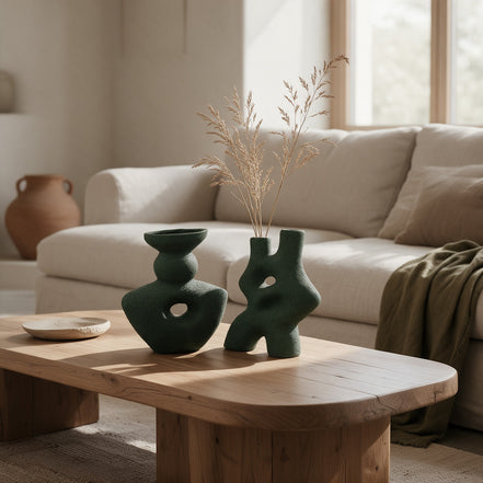 Forest Sculpt Ceramic Vase Duo