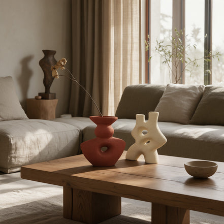 Forest Sculpt Ceramic Vase Duo