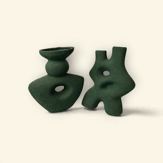 Forest Sculpt Ceramic Vase Duo