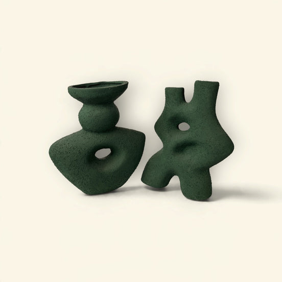 Forest Sculpt Ceramic Vase Duo