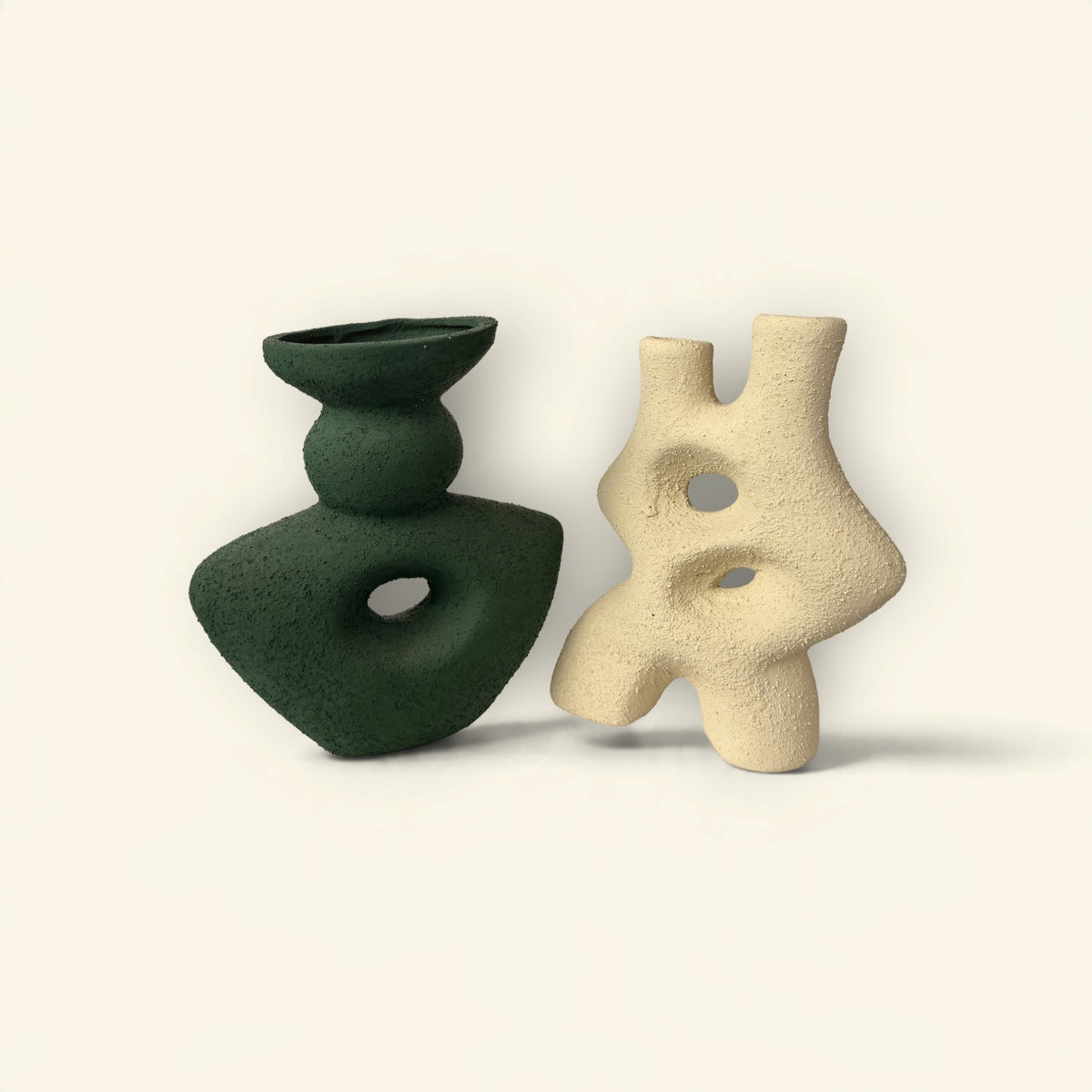 Forest Sculpt Ceramic Vase Duo