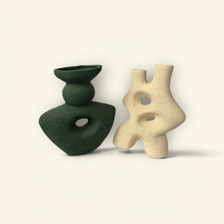 Forest Sculpt Ceramic Vase Duo