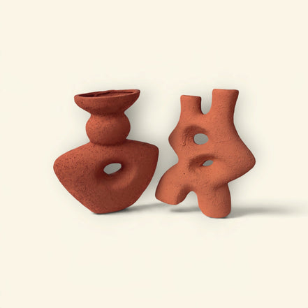 Forest Sculpt Ceramic Vase Duo