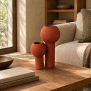 Luna Pedestal Ceramic Vase Duo