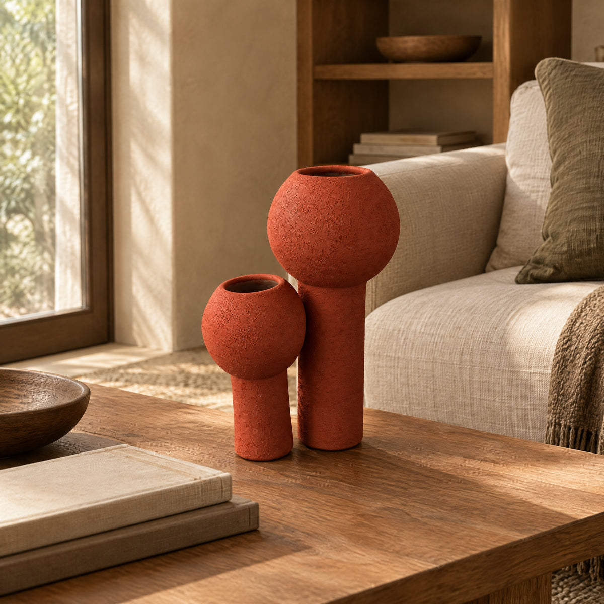 Luna Pedestal Ceramic Vase Duo