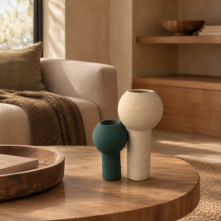 Luna Pedestal Ceramic Vase Duo