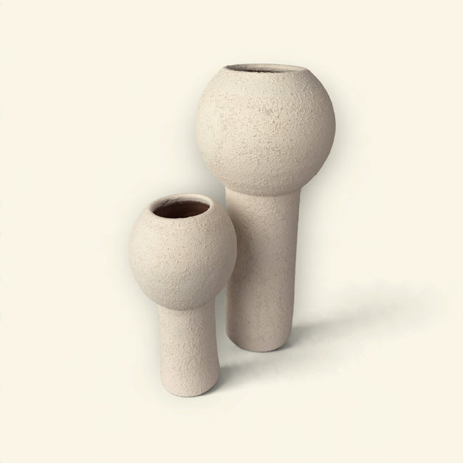 Luna Pedestal Ceramic Vase Duo