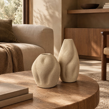 Sandstone Dune Ceramic Vase Duo