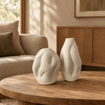 Sandstone Dune Ceramic Vase Duo