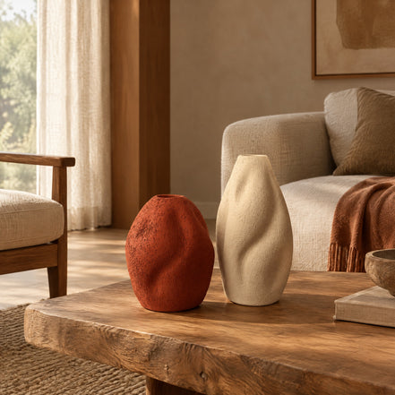 Sandstone Dune Ceramic Vase Duo
