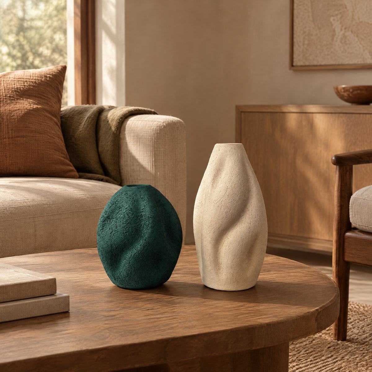 Sandstone Dune Ceramic Vase Duo