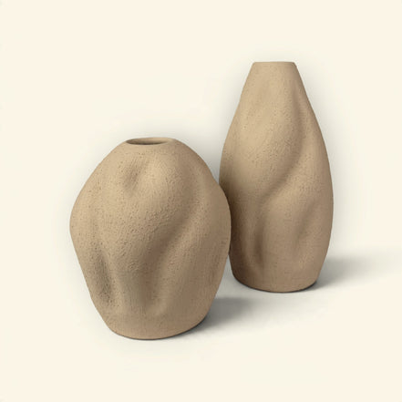Sandstone Dune Ceramic Vase Duo