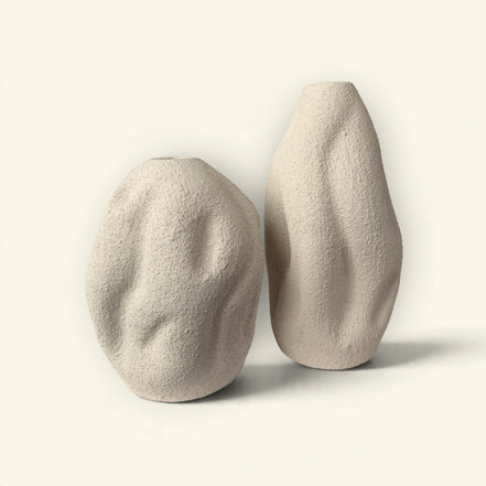 Sandstone Dune Ceramic Vase Duo