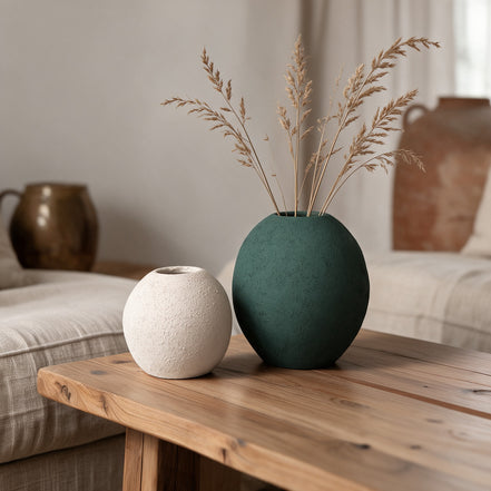 Terra Orb Ceramic Vase Duo