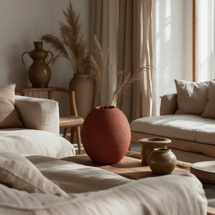 Terra Orb Ceramic Vase Duo