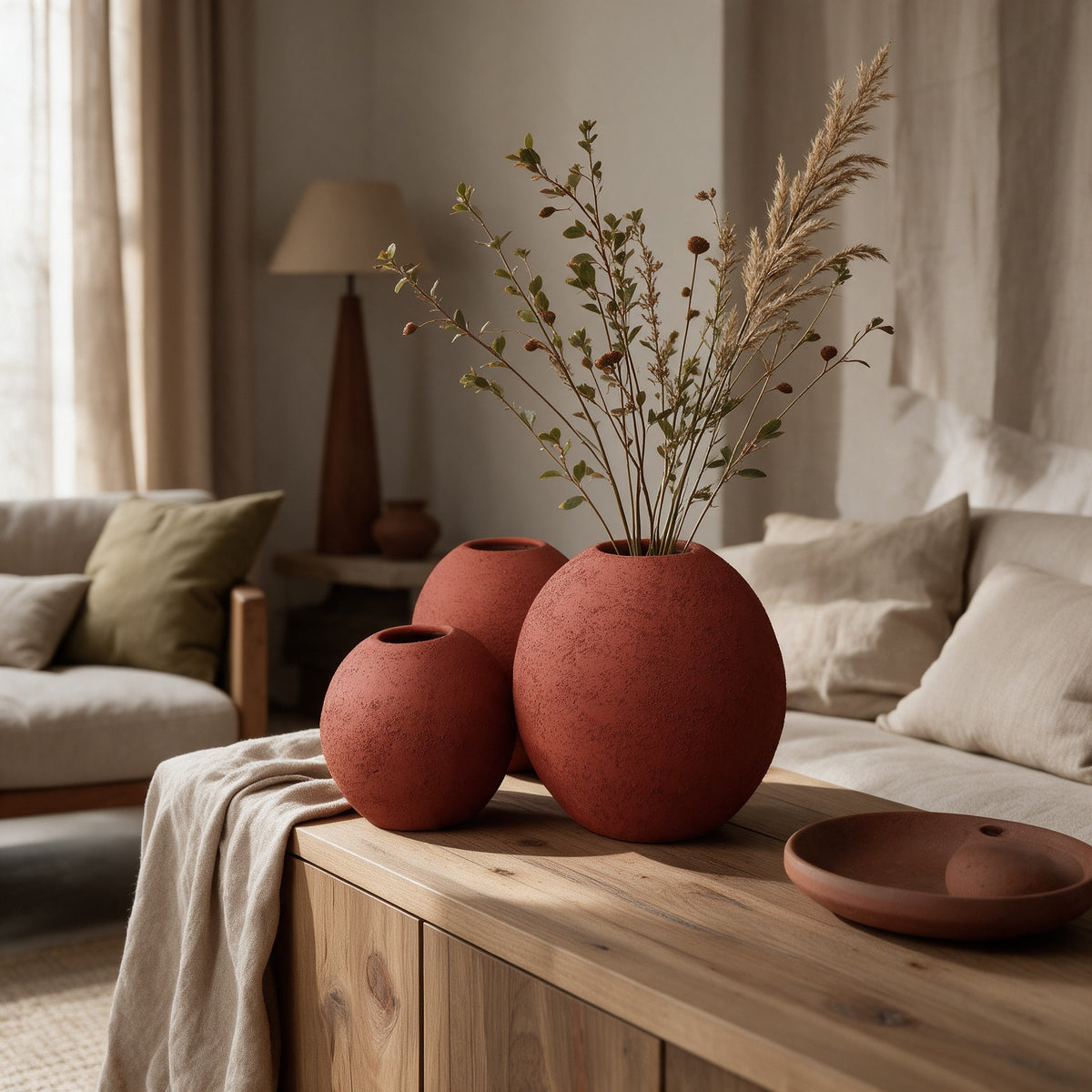 Terra Orb Ceramic Vase Duo