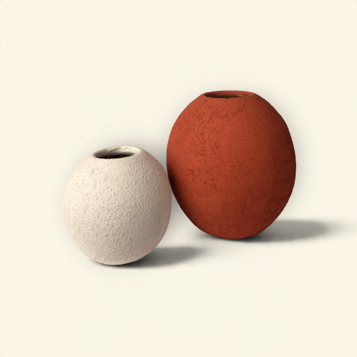Terra Orb Ceramic Vase Duo