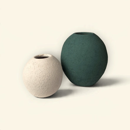 Terra Orb Ceramic Vase Duo