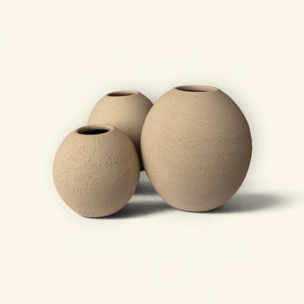 Terra Orb Ceramic Vase Duo
